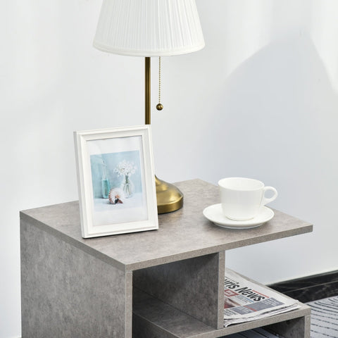 Rootz Side Table - Standing Shelf - End Table - Stylish Oak Look - Robust Chipboard - Space-Saving - 45cm x 40cm x 55cm