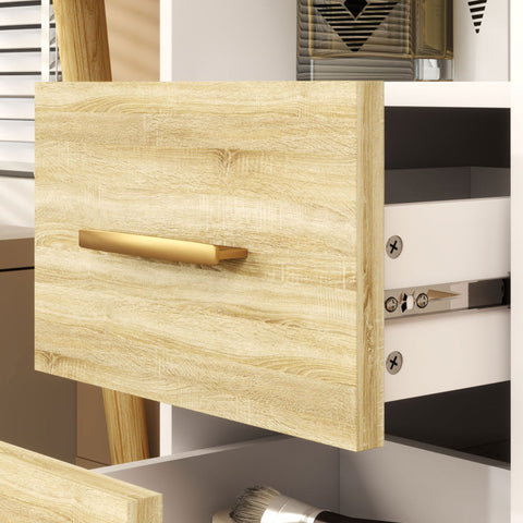 Rootz Dressing Table Set with Mirror - Vanity Table - Hairdressing Table - LED Lighting - 100cm x 44cm x 137cm