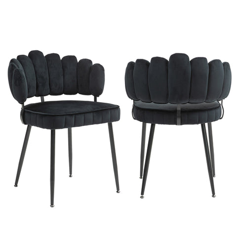 Rootz 2 Piece Set Velvet Dining Chairs - Dining Room Chairs - Office Chairs - Luxurious Comfort - 57.98cm x 56cm x 78cm