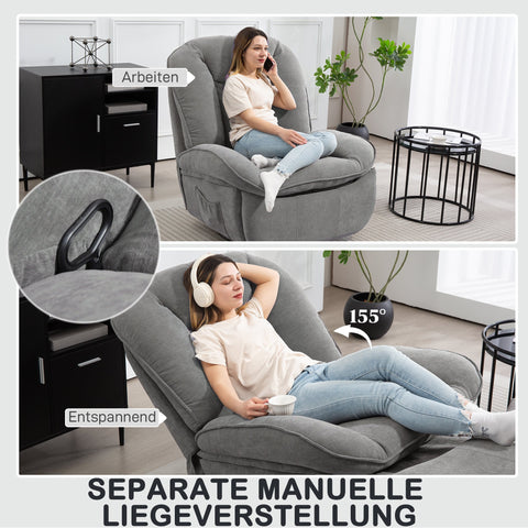 Rootz Relaxation Armchair - TV Armchair - Recliner - Rocking & Rotating - Chenille Fabric - 104cm x 100cm x 102cm