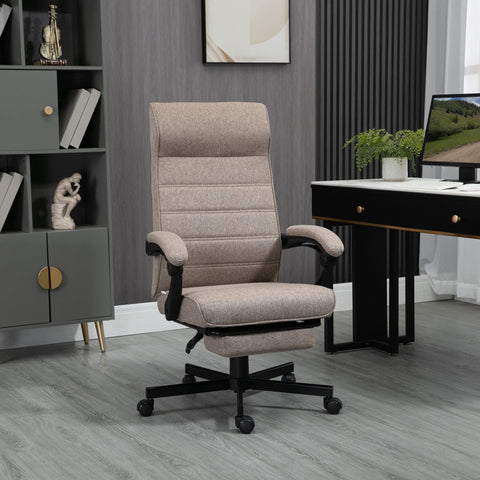 Rootz Swivel Tilting Office Chair - Height Adjustable - Ergonomic Seating - Linen Look - 68W x 67D x 106-114H cm - Comfortable & Airy