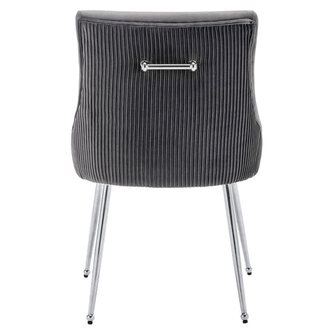 Rootz Gray Velvet Dining Chair - Modern Seating - Elegant Chairs - High Comfort Foam - 54L x 57.5W x 86.5H cm