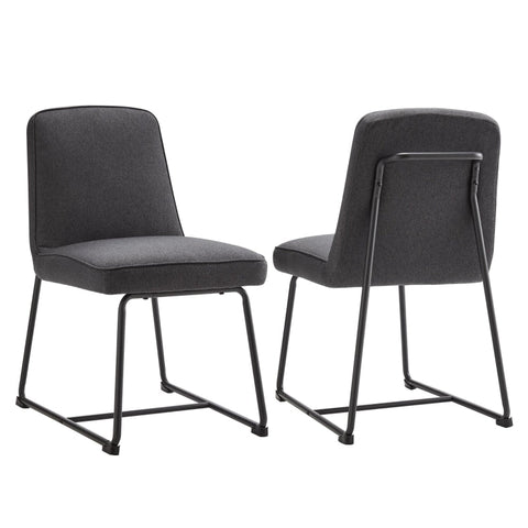 Rootz Gray Linen Dining Chairs Set - Upholstered Chairs - Metal Frame Seating - High Comfort Foam - 46L x 45W x 81.5H cm