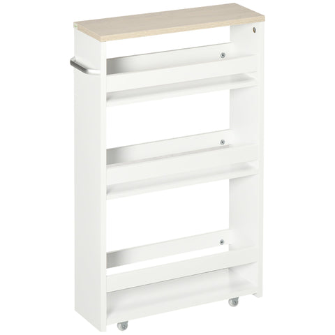 Rootz 3-Tier Storage Trolley - Storage Shelf - Rolling Cart - Easy Mobility - 48L x 15W x 80H cm - Ideal for Bathroom, Kitchen, Office, Laundry Room