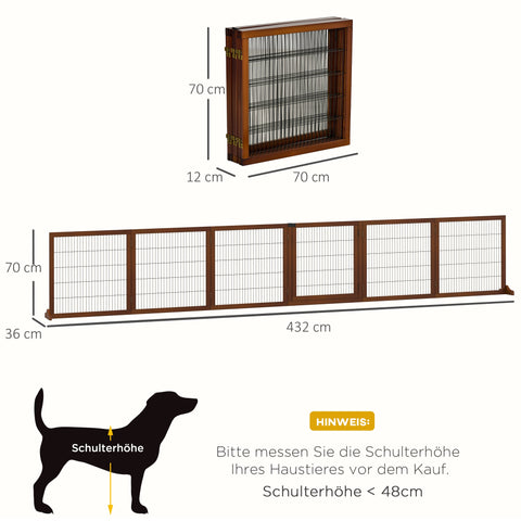 Rootz Folding Dog Barrier - Pet Gate - Wooden Pet Fence - Stylish Design - 432cm x 36cm x 70cm