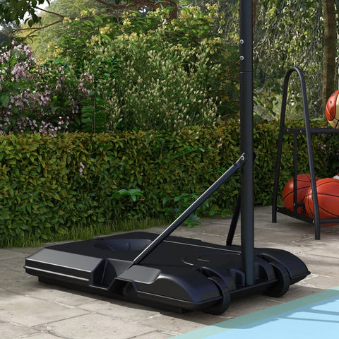 Rootz Basketball Stand - Height-adjustable - Mobile - Fillable - Shatterproof Back Wall - Basket Height - Steel-PE - Black - 1.82 - 2.13 M