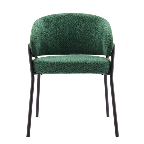 Rootz Dining Chair - Armchair - Lambskin Look - Ergonomic Comfort - Velvet Fabric - 49cm x 48cm x 78cm - Dark Green