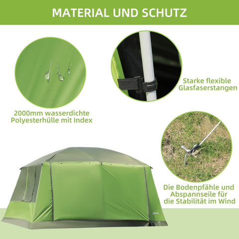 Rootz Camping Tent - Dome Tent - Family Tent - Spacious Design - Weather Resistant - Easy Setup - L405 x W305 x H225cm