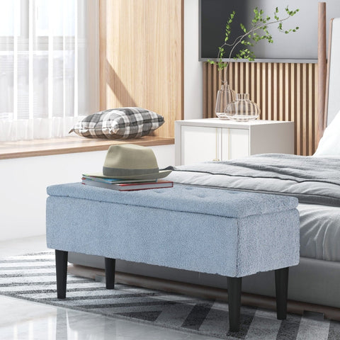 Rootz Upholstered Bench - Storage Bench - Entryway Bench - Elegant Cashmere-Look Cover - 95cm x 38cm x 45cm