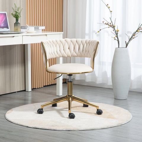 Rootz Velvet Office Chair - Ergonomic Chair - Swivel Chair - Comfortable & Stylish - 62L x 62W x 67H cm
