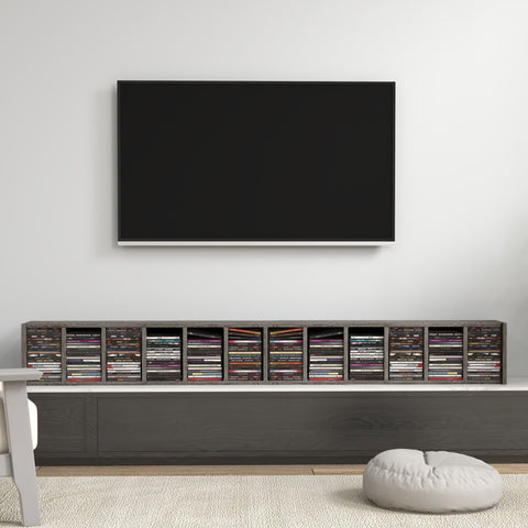 Rootz CD-DVD Storage Cabinet - Media Organizer - Shelving Unit - 204 CD Capacity - Durable Chipboard - 21x22.5x88.5cm - Grey