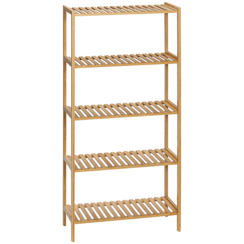 Rootz Bamboo Shelf - Bookshelf - Storage Unit - Maximizes Space - 60cm x 26cm x 130cm - Brown