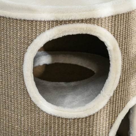 Rootz Cat Scratching Barrel - Kitty Condo - Cat Tree - Soft Plush - Sisal Rope - Sleep Cave - 38cm x 70cm - Brown