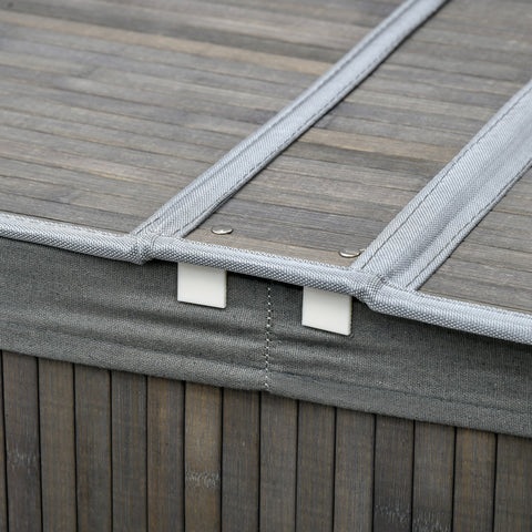 Rootz 100L Cloth Basket with Lid - Laundry Hamper - Laundry Bin - Dual Sections - Removable Bag - 62.5cm x 37cm x 60.5cm