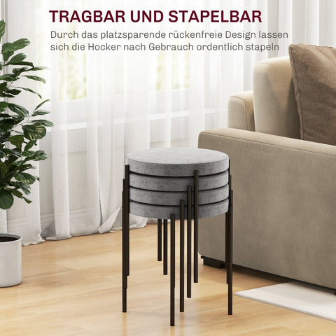 Rootz Velvet Dining Chairs Set of 4 - Stackable Kitchen Stools - Upholstered Furniture - Elegant Design - Space-Saving - 41.5cm x 41.5cm x 46cm