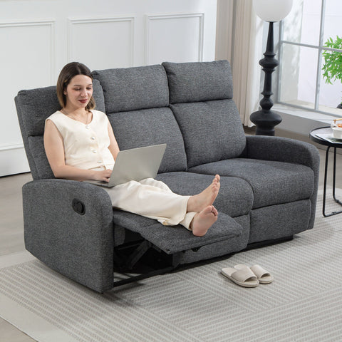 Rootz 3-Seater Sofa - Adjustable Backrests - Reclining Couch - High-Density Foam Comfort - Grey - 161cm x 157cm x 78cm