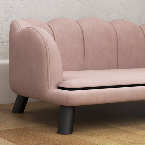 Rootz Comfortable Dog Sofa - Pet Couch - Plush Pet Bed - Solid Wood Legs - Moisture-Proof Design - Removable Washable Cover - Pink - 98.5cm x 60.5cm x 35.5cm