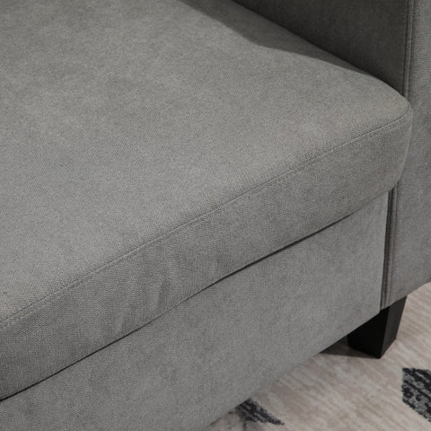 Rootz 3-Seater Corner Sofa - Lounge Sofa - Modular Sofa - Turnable Ottoman - Polyester Comfort - 197b x 139t x 91h cm,  Grey