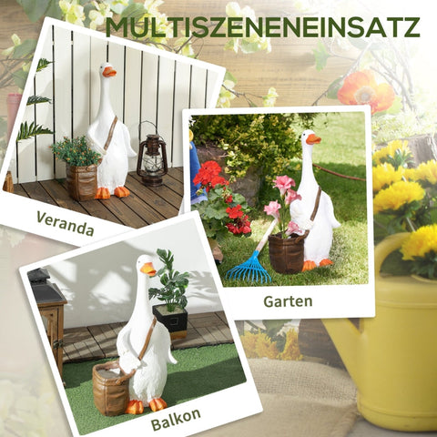 Rootz Swan Flower Pot with Shoulder Bag - Garden Planter - Outdoor Flower Container - Weatherproof - Promotes Healthy Root Growth - Versatile Placement - 32cm x 18cm x 60cm - White Brown Resin