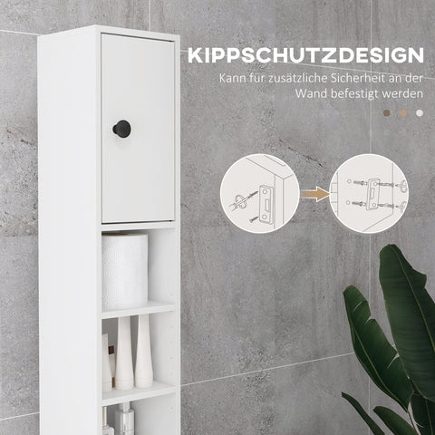 Rootz Bathroom Cabinet - Storage Unit - Slim Organizer - Modern White Design - Chipboard Construction - 180cm x 20cm x 20cm