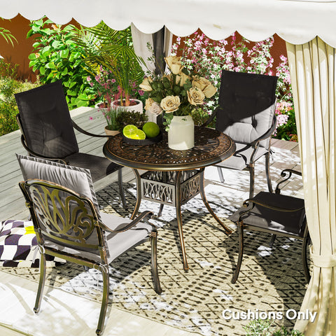 Rootz 4pc Chair Cushion Set - Seat Cover - Outdoor Pad - UV & Water-Resistant - 108cm x 50cm x 5cm - Grey