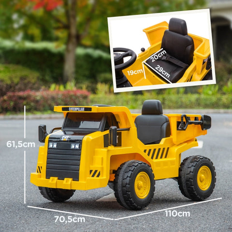 Rootz Electric Ride-On Excavator - Caterpillar Wheel Loader - Remote Controlled Truck - Real Sound Effects - Headlights - 110cm x 70.5cm x 61.5cm