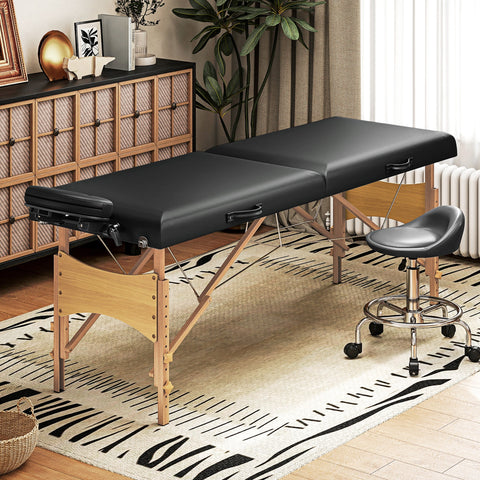 Rootz Height-Adjustable Massage Table - Portable Spa Bed - Foldable Therapy Table - Foam Comfort - 185cm x 70cm