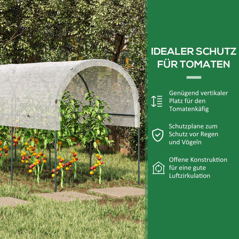 Rootz Plant Protection Canopy - Tomato Greenhouse - Garden Shelter - Curved Roof - Steel Frame - Heavy Duty Tarpaulin - 400cm x 120cm x 170cm
