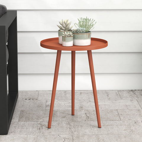Rootz Side Table - Coffee Table - Garden Table - Weatherproof Steel - Ø40 x 50cm - Red