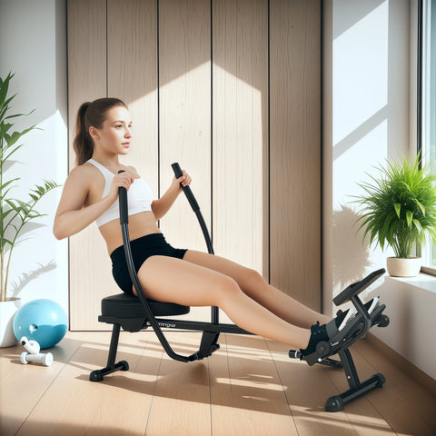 Rootz Rowing Machine - Rudder - Cardio Trainer - 12 Hydraulic Resistance Levels - LCD Display - 138cm x 60cm x 50cm