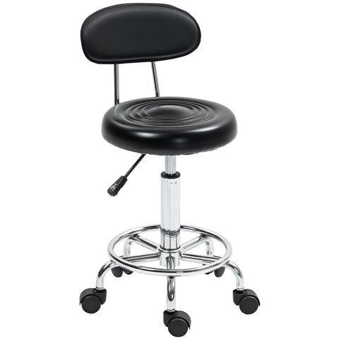 Rootz Roll Stool - Adjustable Rotatable Stool - Salon Chair - All-day Comfort - Black - 32b x 40t x 70-86h cm