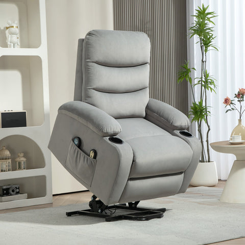 Rootz Electric Massaging & Heating Armchair - Velvet Recliner - Relax Chair - 8 Points & Lumbar Heating - 86x89x104 cm