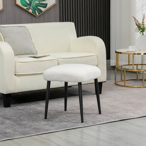 Rootz Cashmere Look Footstool - Cream White - Accent Chair - Additional Seating - Elegance and Comfort - 42cm x 42cm x 47cm