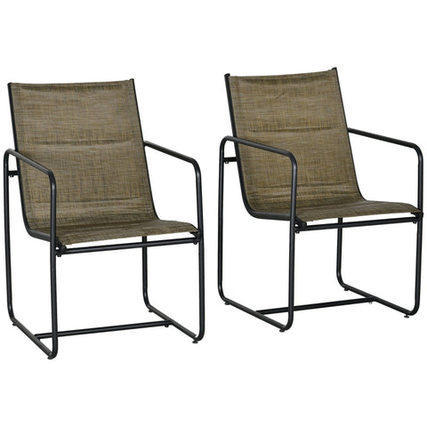 Rootz Garden Chair Set of 2 - Outdoor Seating - Patio Chairs - Breathable Cover - Robust Metal Frame - 54cm x 66.5cm x 88cm - Black/Brown