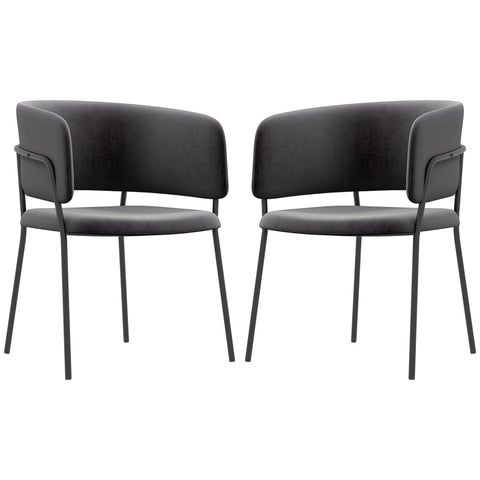 Rootz Dining Chair Set - Kitchen Chairs - Velvet Upholstery - Padded Seats - Steel Frame - 57cm x 53cm x 73cm