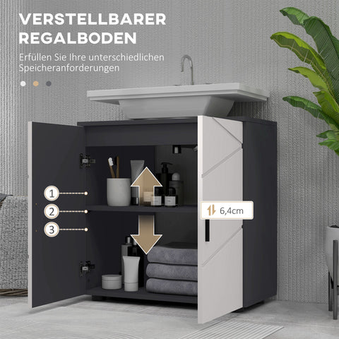 Rootz Bathroom Dresser - Wash Basin Unit - Bathroom Cabinet - Extra Storage - Grey - 60cm x 30cm x 60cm