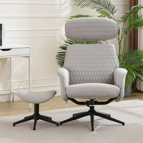 Rootz Adjustable Recliner Chair with Footstool - Armchair - Tech Fabric - Ultimate Comfort - 74cm x 80cm x 107cm