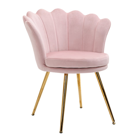 Rootz Shell Chair Velvet Dressing Chair - Salon Chair - Upholstered Chair - Gold Plated Legs - 67W x 64D x 77H cm