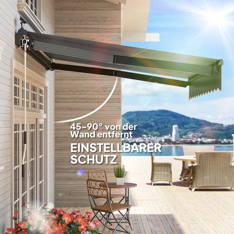 Rootz Klemmmarkise - UV Protection Awning - Joint Arm Awnings - Solar-powered LED Lights - 295cm x 250cm - Enhance Outdoor Comfort