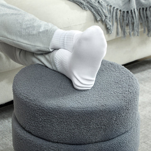 Rootz Round Stool - Ottoman - Footstool - Supports 120kg - Grey - Ø40 x 45H cm