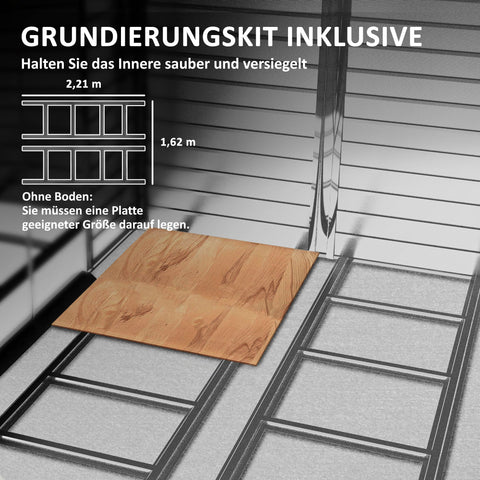 Rootz Metal Tool Shed - Garden Storage - Lockable Toolshed - Weatherproof & Rustproof - 240cm x 206cm x 198cm