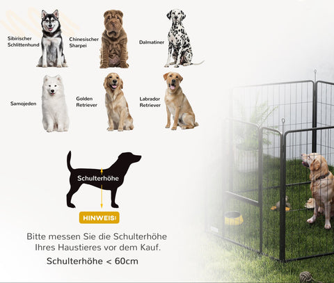 Rootz Dog Fence - Pet Enclosure - Foldable Kennel - Robust Steel - 80cm x 1.5cm x 60cm