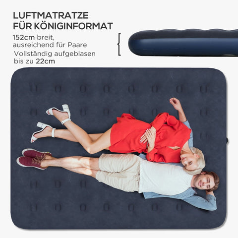 Rootz Air Mattress for 2 People - Inflatable Bed - Camping Mattress - Soft & Robust - Optimal Body Support - Quick Inflation - 203cm x 152cm x 22cm - Dark Blue