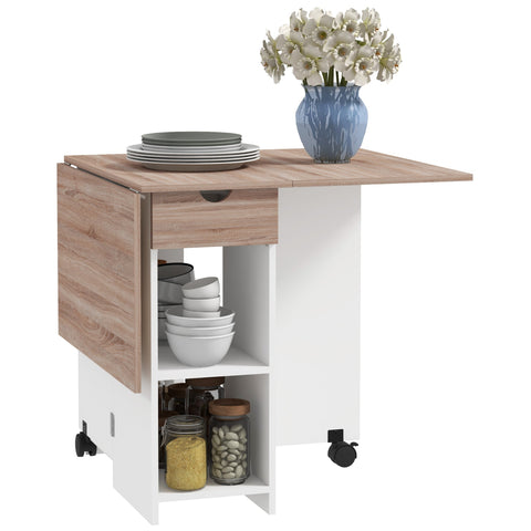 Rootz Foldable Dining Table - Pull-Out Table - Expanding Table - Seats 2-4, Space-Saving - 120cm x 72cm x 75cm Brown