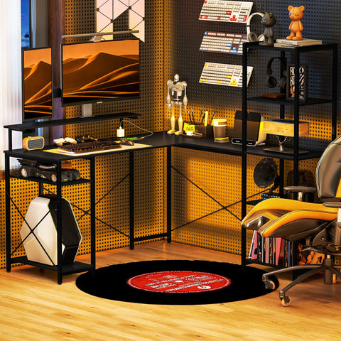 Rootz L Shape Desk - Corner Computer Desk - Ergonomic Office Table - Charging Station - 137cm x 140cm x 139.5cm