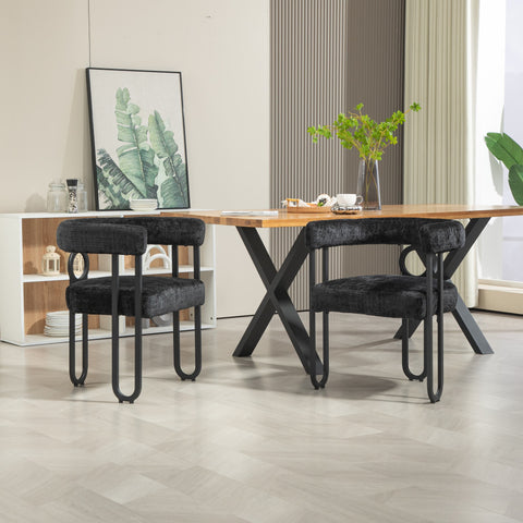 Rootz Set of 2 Chenille Dining Chairs - Modern Seating - Stylish Upholstered - Maximum Comfort - 60L x 47W x 72H cm