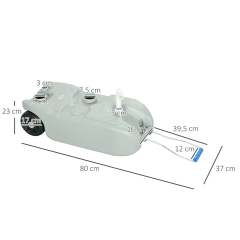 Rootz Afvalwatertank - 40L-oprolbaar - Sprintz-vrij - Metalen handgreep - Flexibel gebruik - Duurzaam HDPE-kunststof - Grijs - 37L x 23B x 80H cm