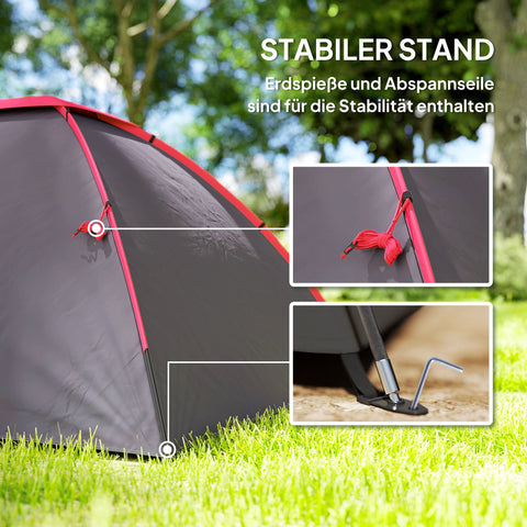 Rootz Camping Tent 3 Person - Lightweight Shelter - Waterproof Tent - UV 50+ Protection - Includes Canopy - 3.15m x 2.15m x 1.3m