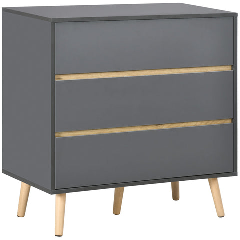 Rootz 3 Drawer Chest - Storage Furniture - Scandinavian Design - Space-Saving - 80cm x 40cm x 80cm Grey