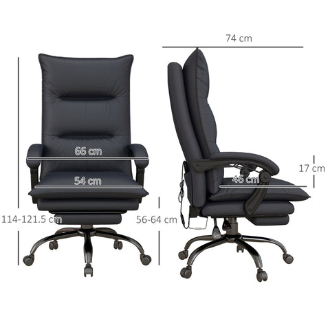 Rootz Massage Office Chair - Ergonomic Computer Chair - Vibration Massage - Heated Lumbar Support - 66cm x 74cm x 114-121.5cm
